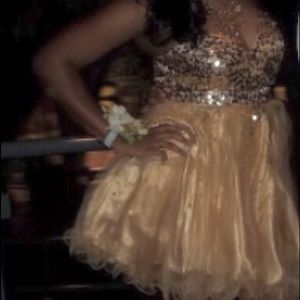 Gold sequined cocktail dress